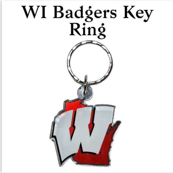 NWT Wisconsin State Red and White Acrylic Keychain - Picture 3 of 7